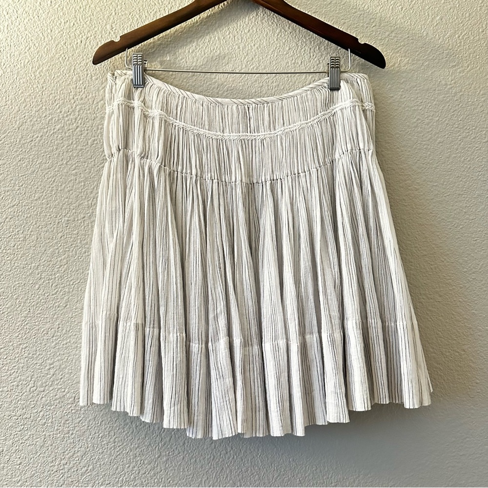 Vince. white striped Pleated 100% Cotton Skirt Sz 8 - Picture 7 of 15